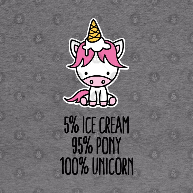 5% ice cream 95% pony 100% unicorn pun funny girl by LaundryFactory